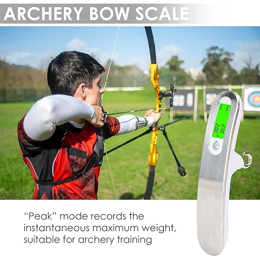 110lbs Archery Bow Scale for Draw Weight Digital Bow Scale with g/oz/kg/lb 4 Unit Conversions Luggage Scale for Traveling Bow Draw Weight Scale Recurve Bow Accessories