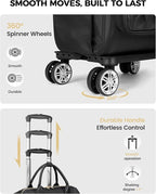 Ytonet Rolling Backpack for Women, 15.6 In Rolling Travel Backpack with 4 Spinner Wheels, Carry On Rolling Laptop Bag with Detachable Trolley, Stylish Wheeled Backpack for College Business Work, Black