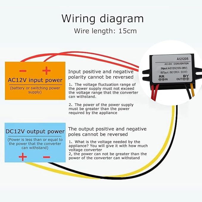 Step Down Converter Power Converter Waterproof Step Down Volt Converter AC 10-28V to DC 12V Converter AC-DC Step Down Power Module(5A)