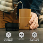 VSSL - Nest Pour Over Coffee Set | Coffee Maker for Camping | All-In-One Travel Pour Over | Transportable Dripper, 10oz Stainless Steel Travel Mug | Compact Storage & Adventure Ready | Sahara