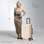 InUSA RESILIENCE Luggage with Spinner Wheels | Durable Lightweight Hardside Spacious Travel Bag with Handle and Trolley | 24-Inch Medium Checked Luggage | Sand
