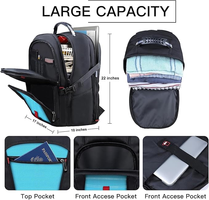 ANTERK Large Travel Laptop Backpack, 18.4 Inch Laptop Backpacks for Men Women, 55L Anti Theft Water Resistant College Bussiness TSA Airline Approved Work Computer Backpack, Lake Blue
