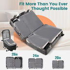 4 Set Compression Packing Cubes for Suitcase - Space-Saving Luggage Organizer Bags, Lightweight Travel Essentials for Efficient Packing (Grey)