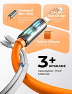 LISEN USB C to Lightning Cable, 240W 4 in 1 Charging Cable 6.6FT, Chubby USB A/C to C/Lightning with Light for iPhone Charger Fast Charging iPhone Air 17 16 15 14 Pro/MacBook/iPad, Orange