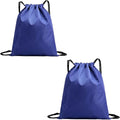 2-Pack Waterproof Drawstring Backpacks, Soccer-Texture Oxford Fabric, 16.9" × 13.8", Lightweight 0.19 lb Each, No Eyelets, Gym & Marathon Gear Sacks(Blue)