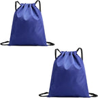 2-Pack Waterproof Drawstring Backpacks, Soccer-Texture Oxford Fabric, 16.9" × 13.8", Lightweight 0.19 lb Each, No Eyelets, Gym & Marathon Gear Sacks(Blue)