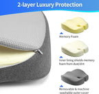 Seat Cushions for Office Chairs & Hip Pain Relief, Extra-Dense Coccyx Cushion with Sciatica Support, Ergonomic Design for Desk Chair, Car, Wheelchair, All-Day Comfort (Gray)