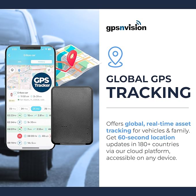 GPS Tracker for Vehicles - Up to 6-Month Battery - Real Time GPS Car Tracker - Hidden Magnetic Tracking Device for Cars, Fleets, Trailers - Global Tracking w/Lifetime Support - Subscription Required