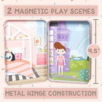Story Magic Dress-Up Dolls Playset, Pretend Play Magnetic Case, Magnet Outfit and Accessory Pieces, Great for Travel or Playdates, Magnetic On The Go Activity Set for Ages 4, 5, 6, 7 , Pink