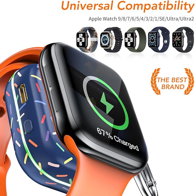 Portable Charger for Apple Watch 10,Wireless Magnetic Mini iWatch Charger 1200mAh Power Bank Travel Keychain Accessories Smart Watchs Chargers for Apple Watch 11/10/9/8/7/6/SE/5/4/3/2/1/UItra/UItra 2