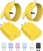 Type C Charger Fast Charging for iPhone 17 16 15,10 FT USB C Samsung Chargers Block 25W Super Fast Chargers for Samsung Galaxy S25/S24 S23/iPhone Air/17/17 Pro Max/iPhone 16/16 Pro Max/15 Pro (Yellow)