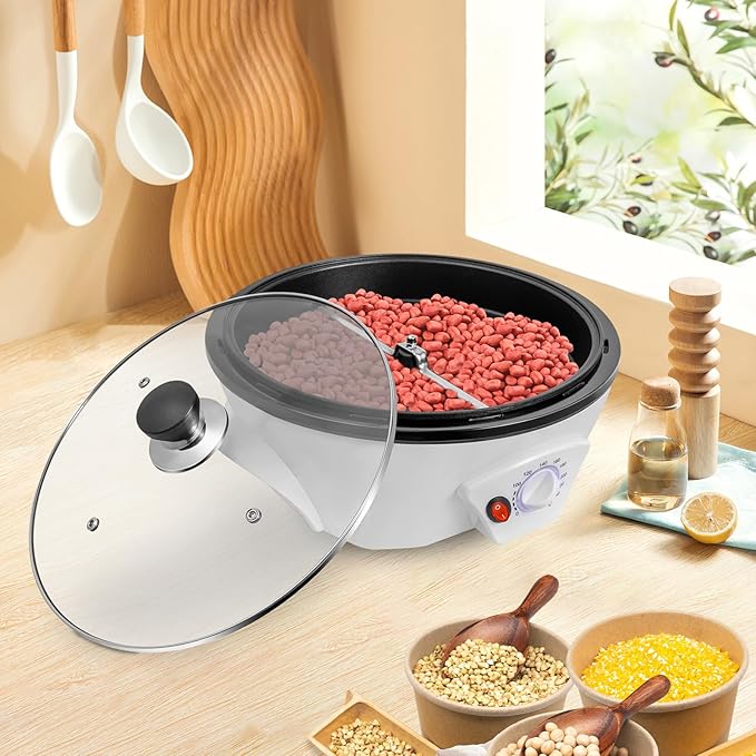 500g Coffee Bean Roaster Machine,0-240°C Electric Coffee Roasters,110v 800w Coffee Bean Baker,Household Bean Roasting Machine,Non-stick Home Peanut Beans Roaster for Stovetop, Countertop
