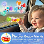 ALASOU 3PCS Pop Suction Cup Spinner Sensory Airplane Travel Toys for 1 Year Old Boy Girl Infant Toddlers|Novelty Spinning Tops 12 18 Months|1 2 Year Old Boy Birthday Gift|Baby Bath Toy Kids Ages 1-3