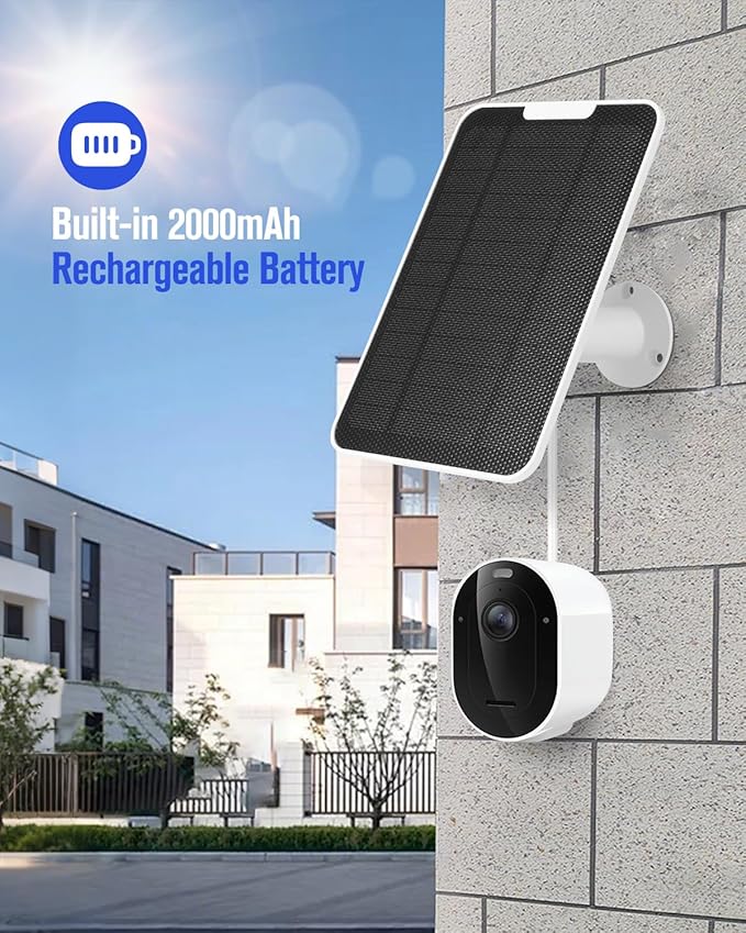 Solar Panel Charger Compatible with Arlo Pro Security Camera 2K HDR(6th Gen, 2025 Release), Built-in Battery Solar Panel for Arlo Pro 6/6XL, 9.8ft USB-C Plug Cable, IP65 Waterproof, Wall Mount, 2 Pack