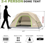 CAMPROS CP Camping Tent 2/4/6 Person, Waterproof Windproof Double Layer Dome Tent, Easy Setup with Large Mesh Windows & Wide Door for Outdoor Camping Backyard