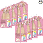 Univivi Garment Bags for Dance Costumes for Hanging Clothes, 40 Inch Breathable Dance Competition Garment Bag With 3 Medium Clear Zipper Pockets for Kids (Pink) - 8 Pack