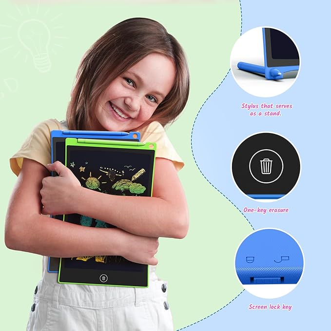 TECJOE 10 Inch 2 Pack LCD Writing Tablet, Colorful Doodle Board Drawing Tablet for Kids, Kids Travel Learning Toys Christmas Birthday Gifts for 3 4 5 6 7 8 Year Old Boys and Girls Toddlers