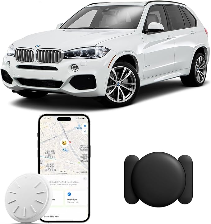 GPS Tracker for Vehicles, 1PCS Real Time Tracker Device for Vehicles, No Monthly Fee Car Tracker Work with Find My (iOS Only), MINI Vehicle Tracker with Waterproof Case, Super Magnetic