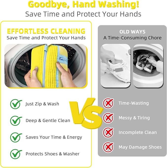 Shoe Washing Machine Bag | Laundry Shoe Bag for Washer and Dryer, 2pcs Reusable Shoes Cleaner Bags, Chenille Microfiber for Sneakers Tennis Shoes, Zipper with Lock Ring