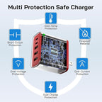 2Pack USB C Fast Charger Block, Total 60W 5-Port USB C Wall Charger 30W Type C Charging Block, 2USB C+3USB A PD 3.0 Multiport Charging Cube for iPhone 17 16 15 14 Pro Max, G-alaxy S26 S25 Ultra, i Pad
