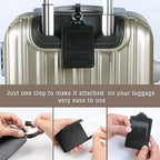 Teskyer Luggage Tags, 3 Pack Premium PU Leather Luggage Tags Privacy Protection Travel Bag Labels Suitcase Tags