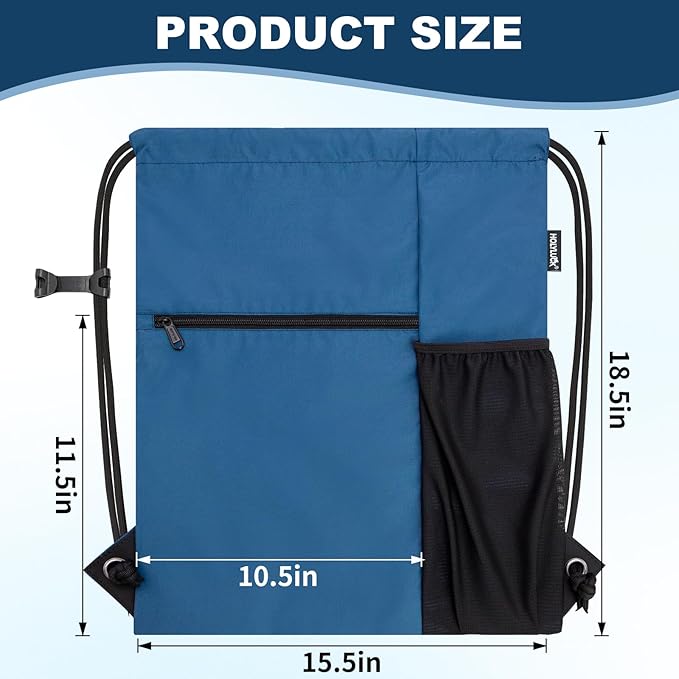 HOLYLUCK Men & Women Outdoor Sport Gym Sack Waterproof Drawstring Backpack Bag (Standard with drawstring, Cyan Blue)