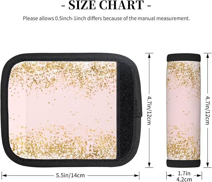 2 Pack Blush Pink White Gold Confetti Sparkle Luggage Handle Wraps Suitcase Tags Identifiers for Travel Accessories