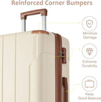 2 Piece Luggage Set, Hardside Suitcase with Spinner Wheels, TSA Lock & Expandable Hard Shell, Carry on and Checked Luggage for Travel, Maletas de Viaje for Men & Women (White Brown, 20+28Inch)