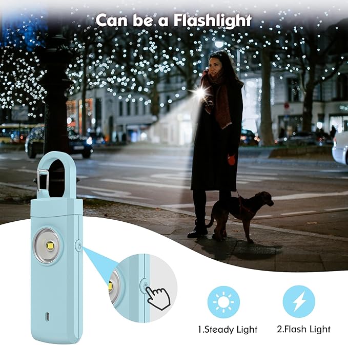 Rechargeable Personal Alarm for Women - Valentine Birthday Gifts for Women, Daughter, College Student, Teen Girl, Elders, Kids, Siren Alarm, USB Charging, Aqua