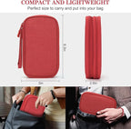 FYY Electronic Organizer, Travel Cable Organizer Bag Pouch Electronic Accessories Carry Case Portable Waterproof Double Layers Storage Bag for Cable, Cord, Charger, Phone, Earphone, Medium Size, Red