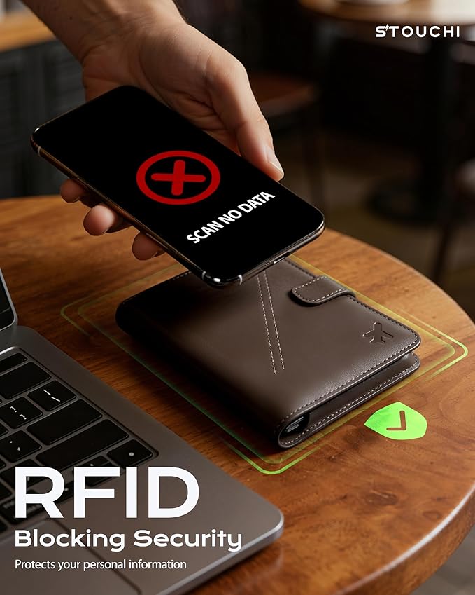 Stouchi AirTag Passport Holder, Passport Holder with Detachable Magnetic Card Case, RFID-blocking, 1-Second Pull Strap & One-Hand Access, Premium Vegan Leather Travel Document Organizer