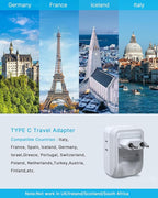 2 Pack European Travel Plug Adapter, VINTAR Foldable International Power Adapter with 4 AC Outlets 3 USB Ports(2 USB C), Type C Adaptor Charger for US to Most of Europe EU Italy Spain France Iceland