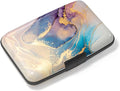Credit Card Holder, Mini Aluminum Card Wallet RFID Blocking Slim Metal Hard Card Case for Women Men, Pink Gold Marble
