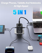 Universal Travel Adapter GaN 65W Fast Charger, 3 USB-C (Each 65W) & 1 USB-A (PD 45W), 2500W AC Outlet, International Power Adapter for Europe, UK, US, Australia, Worldwide Travel Plug Adapter