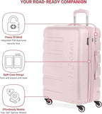 SwissGear 7366 Signature Hardside Expandable Luggage with Spinner Wheels, TSA Lock, Pink, Checked-Medium 23-Inch