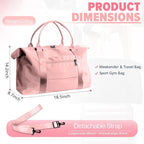 Travel Duffle Bag, Weekender Travel Bag Men Small Gym Bag for Women, Hospital Bag for Labor and Delivery, Overnight Bag Luggage Bag with Trolley Sleeve, Airplane Travel Essentials for Flying(Pink)