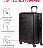 SwissGear 7366 Signature Hardside Expandable Luggage with Spinner Wheels, TSA Lock, Black, Checked-Medium 23-Inch