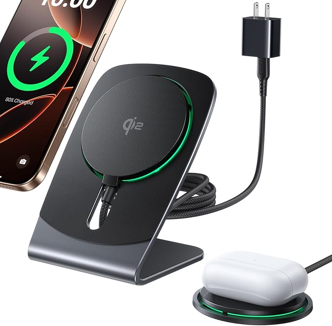 INIU Ultra Slim 10000mAh 45W PD Power Bank & Qi2 Certified 15W, Mag-Safe Wireless Charger Stand Combo
