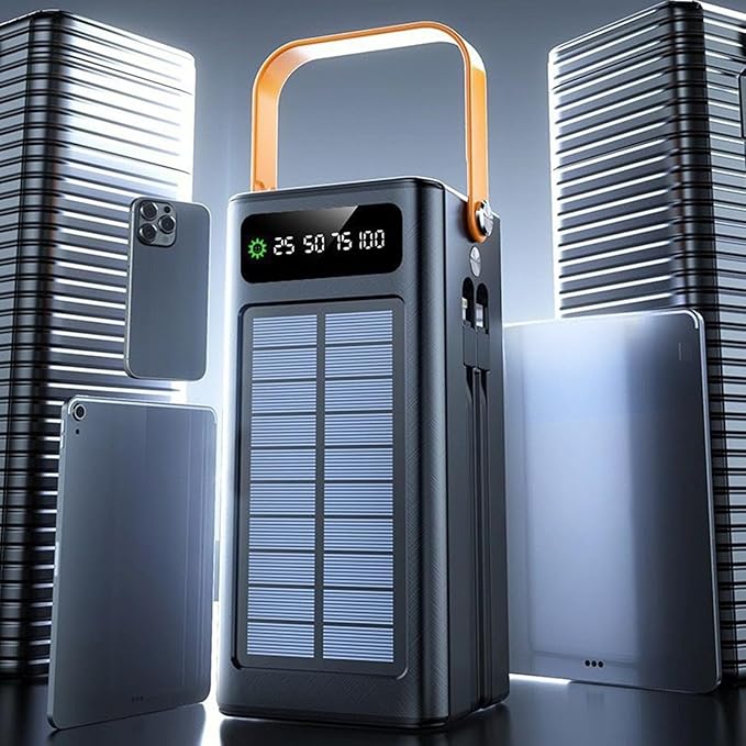 High-Capacity Solar Battery Banks, 120W External Power Packs, 50000mAh Survival Gear, Built-in Cable Chargers, Multi-Output Portable Stations