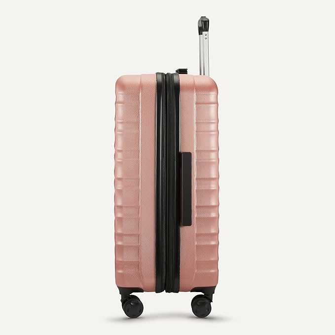 Amazon Basics 21" Hardside Carry-On Luggage with Multi-directional Wheels, Expandable for Up to 25% More Space, Scratch-Resistant Surface, Rose Gold