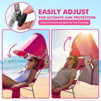 Backpack Beach Tanning Chair with Canopy and Face Hole, 6-Position Folding Lay Out Lounge Chair, UPF 50+ Wind-Resistant Sun Shade, Portable Recliner for Sunbathing, Outside, Poolside, Lawn, 2 Pack