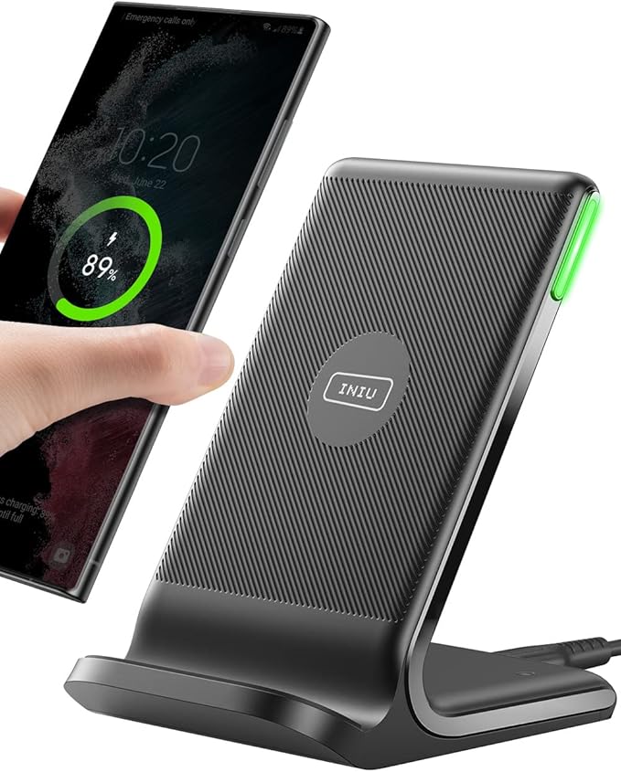 INIU Slimmest 45W 10000mAh Portable Charger with Built-in USB-C Cable & 15W Qi Certifie Wireless Charging Station Combo