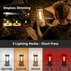 Lepro 1100LM Battery Powered LED Camping Lantern, Waterproof Tent Light with 5 Light Modes, Camping Essentials, Portable Lantern Flashlight for Camping, Emergency Light, Power Outage, Not Rechargeable