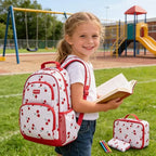 mommore Kids Backpack for Boys Girls 4-8 Kindergarten Elementary School Backpack with Lunch Box - 15” H Fit Folder