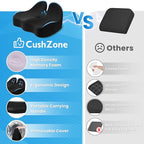 CushZone Seat Cushion, Ergonomic Memory Foam Seat Cushions for Office Chairs, Car, Long Trip, Desk Chair, Lab, Extra Large Size for Sciatica & Hip & Tailbone Pain Relief, Sciatica Support (Black)