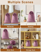 FantasyLife Shoe Bags for Travel, Washable Dust Bags for Storage & Packing, Flannel Shoe Pouch with Drawstring Closure for Purses, Handbags, Shoes & Toys (2, Parfait Pink, 17.3"x12.6")