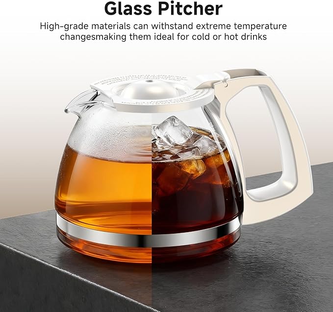 Coffee Maker, 5 Cup Drip Coffee Machine with Glass Carafe, 20 Hours Programmable Timer, 2 Hours Keep Warm, Compatible with Ground&Tea – Portable Small Cafetera for Home, Office, Travel&Camping-White