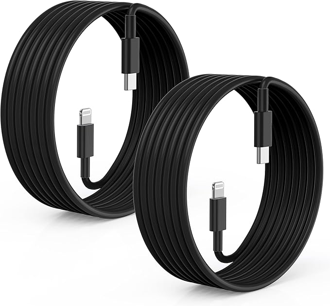 2Pack Black Fast Charger Cable 10ft [Apple MFi Certified], USB Type C to Lightning Cable 10 Foot for Apple iPhone 14/13 12 11 Pro XR XS Max X 8 Plus