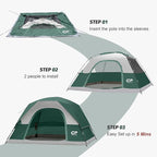 CAMPROS CP Camping Tent 2/4/6 Person, Waterproof Windproof Double Layer Dome Tent, Easy Setup with Large Mesh Windows & Wide Door for Outdoor Camping Backyard