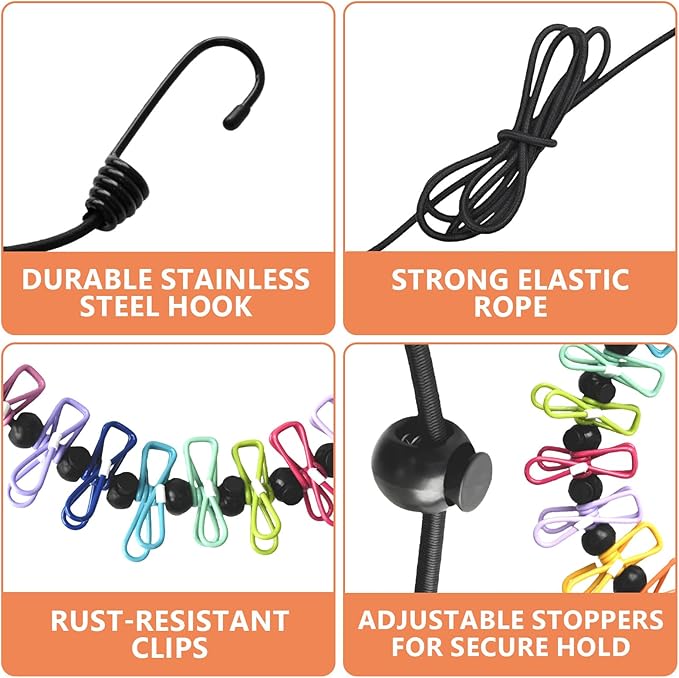 Esoes Magnetic Clothesline for Cruise Ship Cabin Approved - 2026 Updated Super Stronger Magnets,Travel Clothesline for Cruise Ship Essentials Rubber Coated Non-Scratch Strong Magnets, RV and Camping